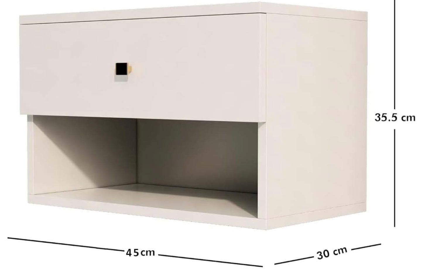 Modern Floating Bedside Table with Drawer & Open Shelf